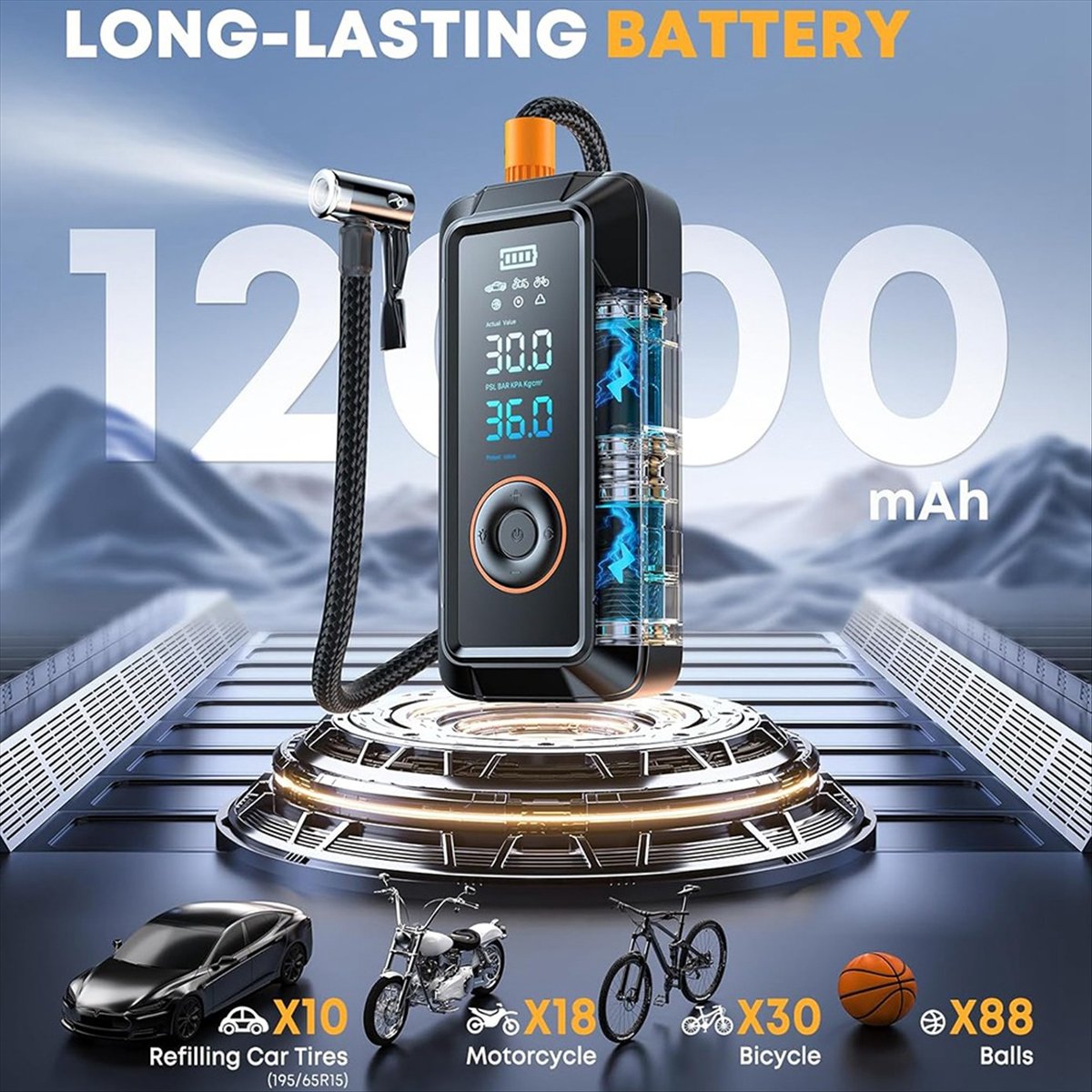 Compresseur d'air de gonfleur  - Cordless Inflator For Car Bike Ball avis et prix