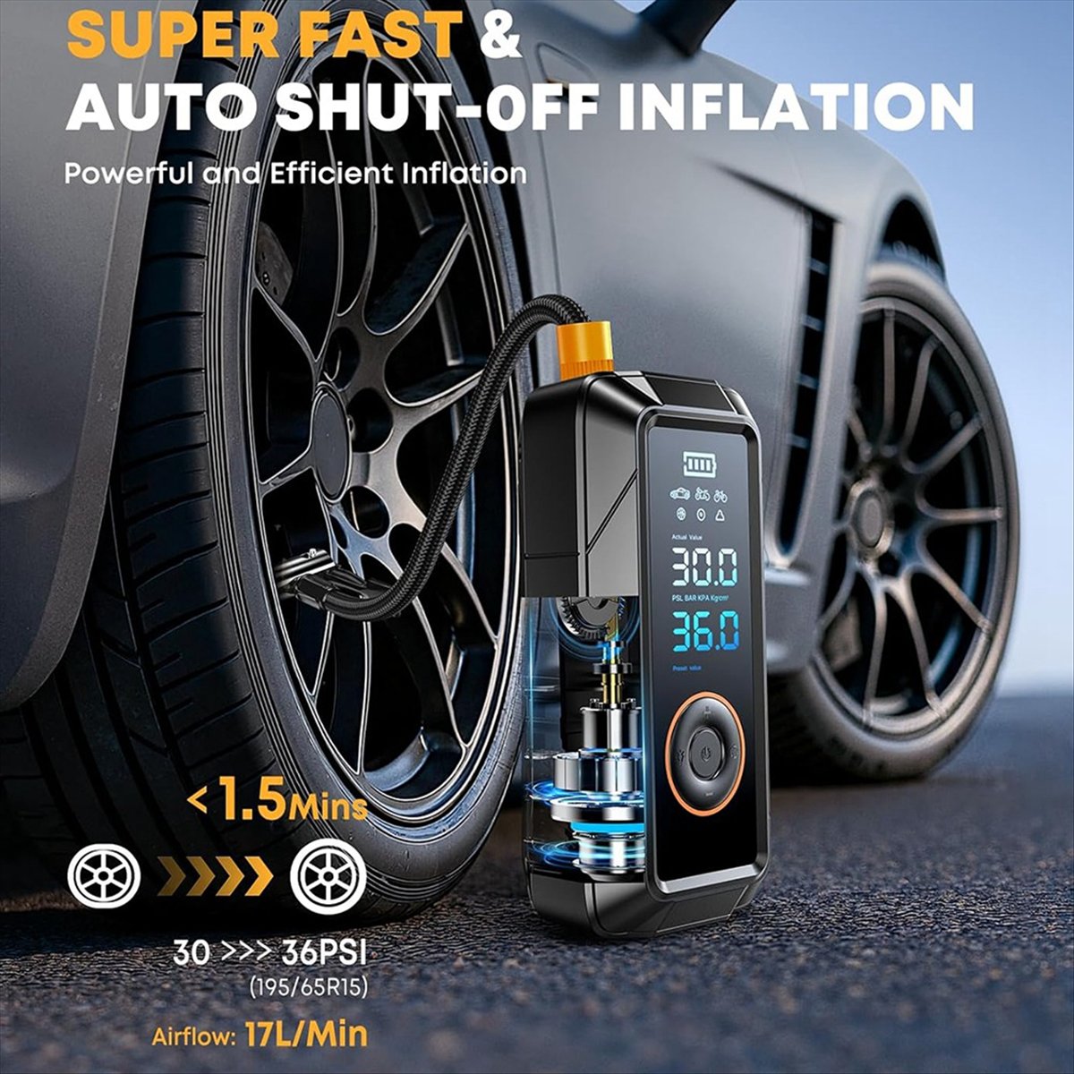 Compresseur d'air de gonfleur  - Cordless Inflator For Car Bike Ball avis et prix