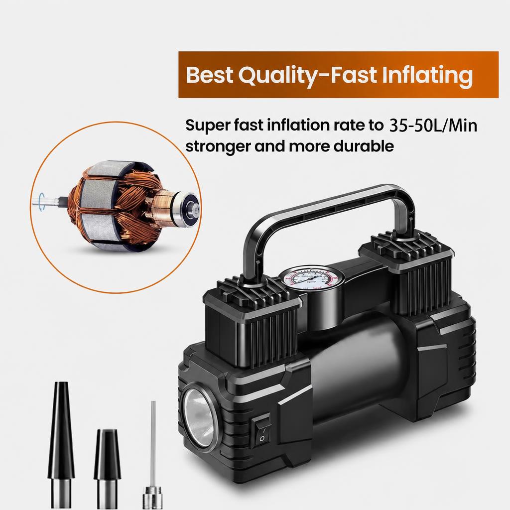 Compresseur d'air portable 12V - Tire Inflator Dual Cylinder avis et prix