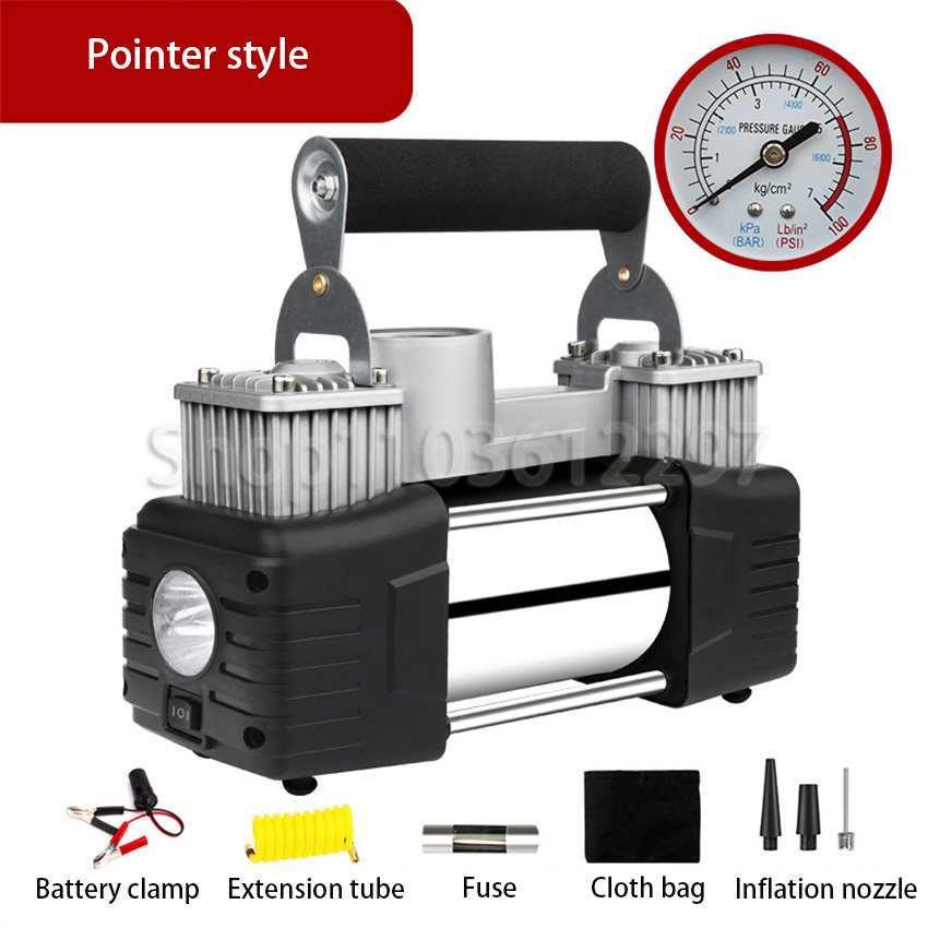 Pompe à air pour voiture 12V h - Tire Inflator Dual Cylinder avis et prix