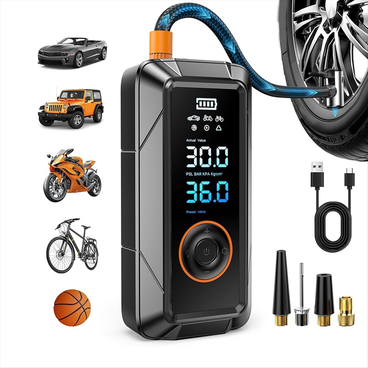 Compresseur d'air portable L77 - Cordless Inflator For Car Bike Ball avis et prix