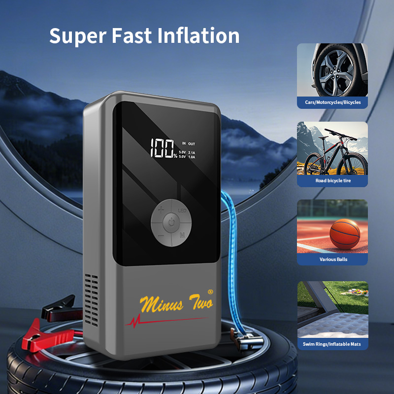 Démarreur de voiture portable  - Portable Air Compressor Jump Starter Combo avis et prix