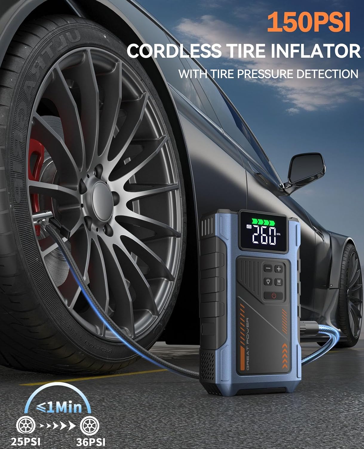 Chargeur de batterie de voitur - Portable Air Compressor Jump Starter Combo avis et prix